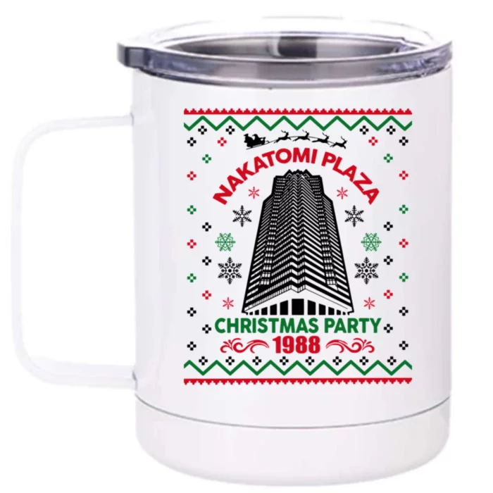 Nakatomi Plaza 1988 Christmas Party Ugly Christmas Sweater Front & Back 12oz Stainless Steel Tumbler Cup