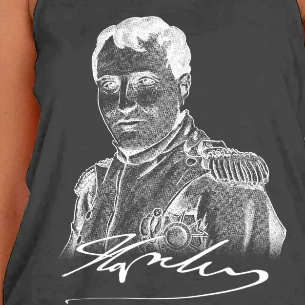 Napoleon Portrait And Signature Women's Knotted Racerback Tank