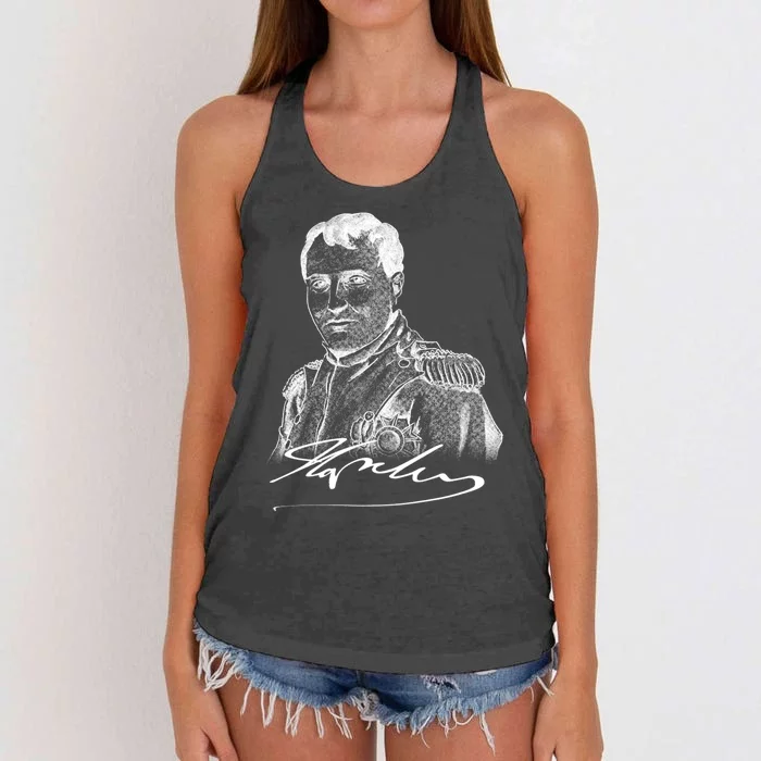 Napoleon Portrait And Signature Women's Knotted Racerback Tank