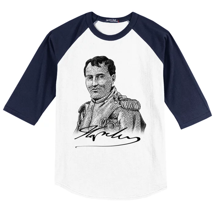 Napoleon Portrait And Signature Baseball Sleeve Shirt