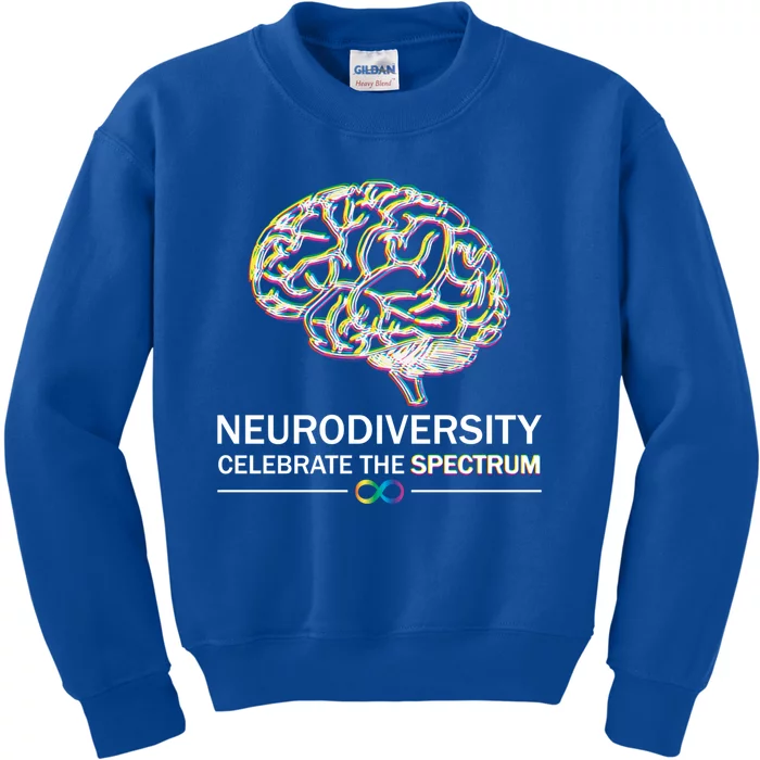 Neurodiversity Pride Autism Spectrum Asd Adhd Rainbow Brain Cool Gift Kids Sweatshirt