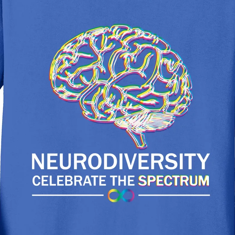 Neurodiversity Pride Autism Spectrum Asd Adhd Rainbow Brain Cool Gift Kids Long Sleeve Shirt