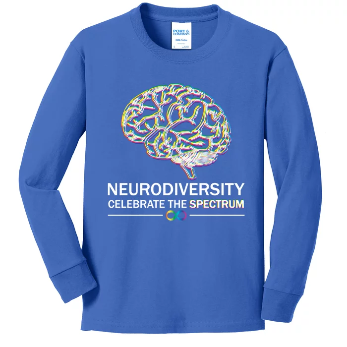 Neurodiversity Pride Autism Spectrum Asd Adhd Rainbow Brain Cool Gift Kids Long Sleeve Shirt