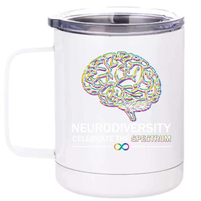 Neurodiversity Pride Autism Spectrum Asd Adhd Rainbow Brain Cool Gift Front & Back 12oz Stainless Steel Tumbler Cup