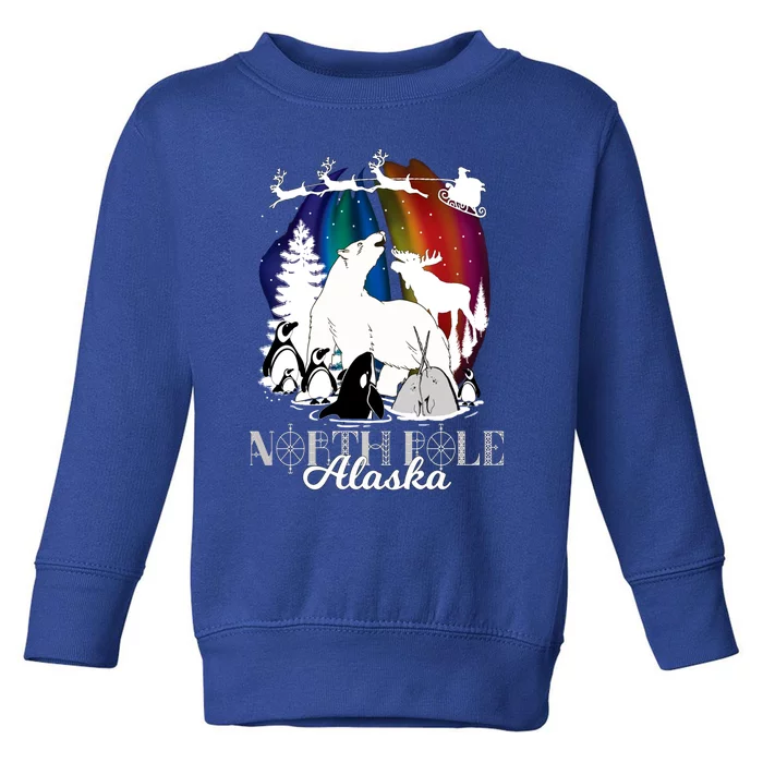 North Pole Alaska Aurora Borealis Christmas Town Souvenir Gift Toddler Sweatshirt