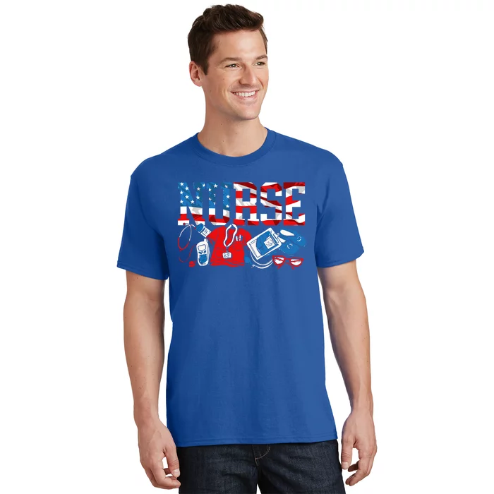 Nurse Patriotic America Usa Flag 4th Of July American Gift T-Shirt