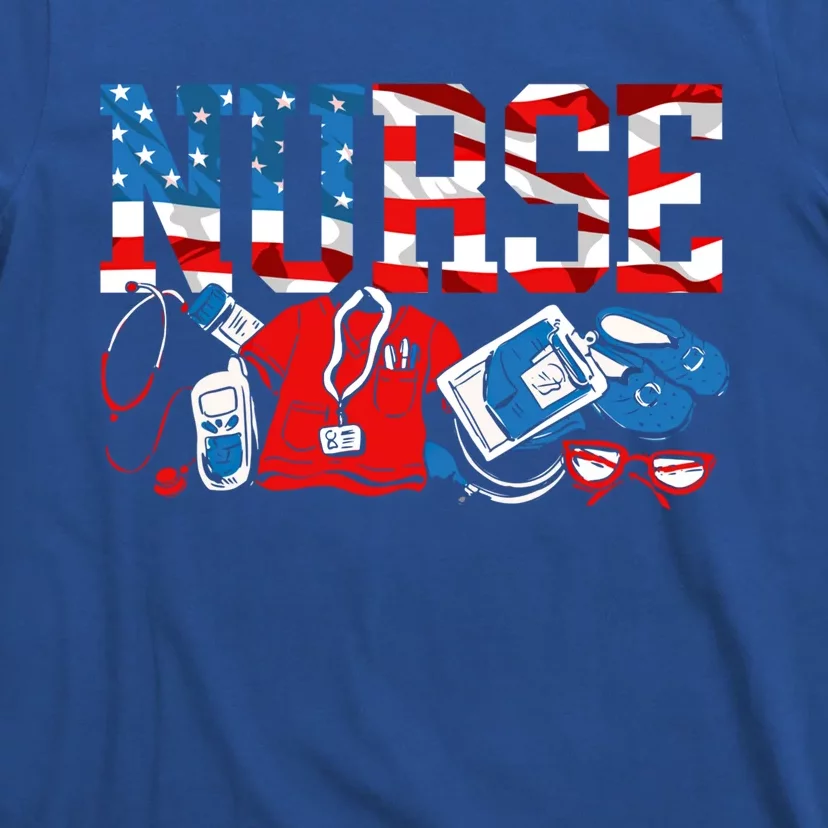 Nurse Patriotic America Usa Flag 4th Of July American Gift T-Shirt