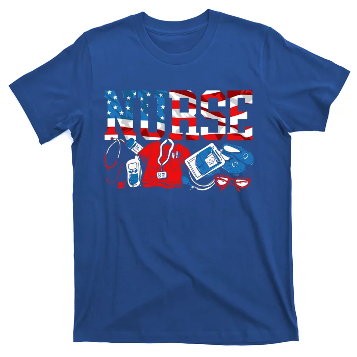 Nurse Patriotic America Usa Flag 4th Of July American Gift T-Shirt