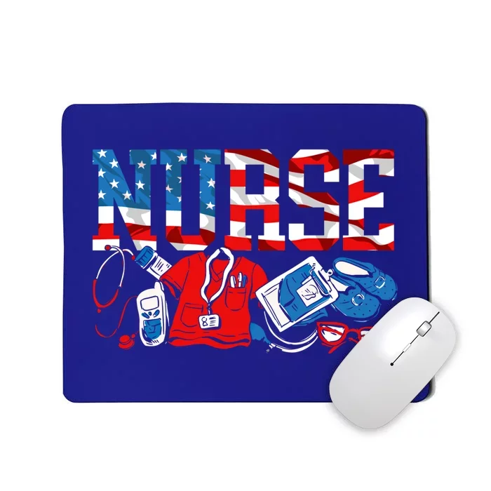 Nurse Patriotic America Usa Flag 4th Of July American Gift Mousepad