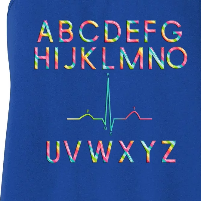 Nurse Pqrst Alphabet Rainbow Funny Rn Gift Nursing Jokes Gift Women's Racerback Tank