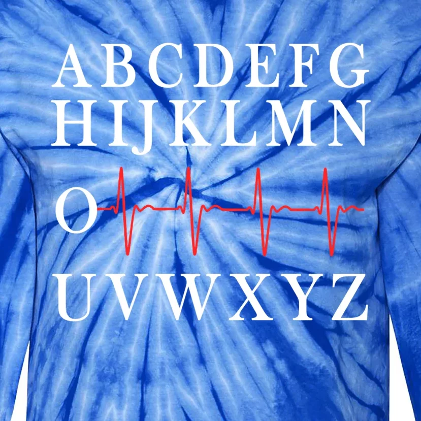 Nurse Pqrst Abcs Ekg Strip Alphabet Funny Nurse Memes Gift Tie-Dye Long Sleeve Shirt