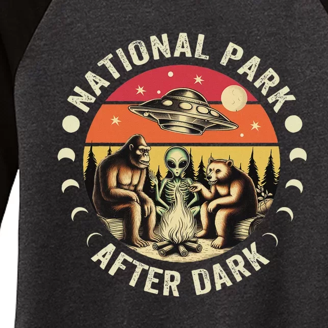 National Park After Dark Funny Women's Tri-Blend 3/4-Sleeve Raglan Shirt