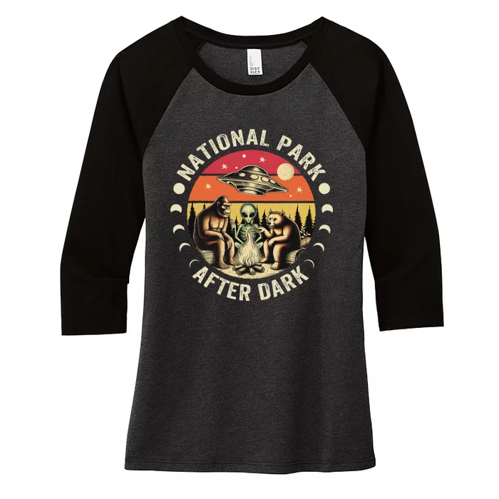 National Park After Dark Funny Women's Tri-Blend 3/4-Sleeve Raglan Shirt