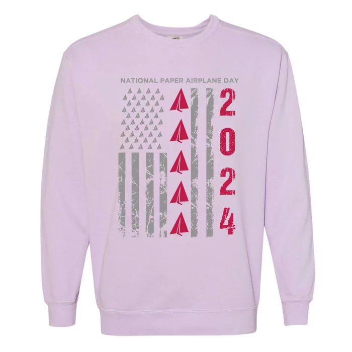 National Paper Airplane Day And 4th Of July Pilot Gift Garment-Dyed Sweatshirt