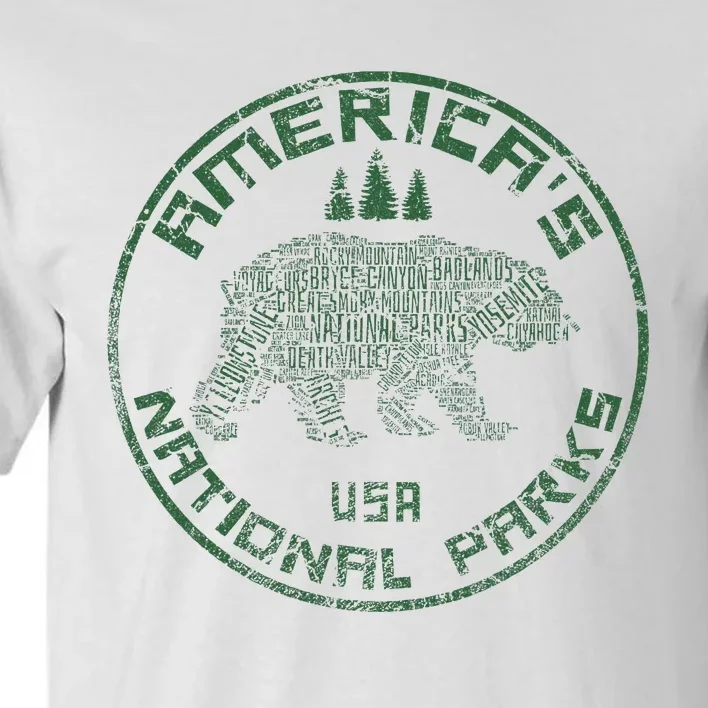 National Parks Bear Hiking Travel Camping Outdoors Retro Usa Tall T-Shirt