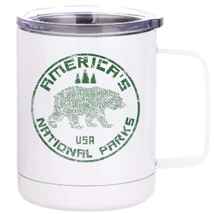 National Parks Bear Hiking Travel Camping Outdoors Retro Usa Front & Back 12oz Stainless Steel Tumbler Cup