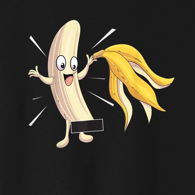 Naked Peeled Banana Striptease Censored Funny Adult Women's Crop Top Tee