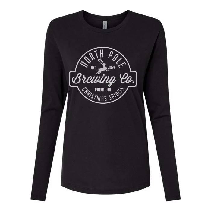 North Pole Brewing Co Christmas Santa North Pole Matching Womens Cotton Relaxed Long Sleeve T-Shirt