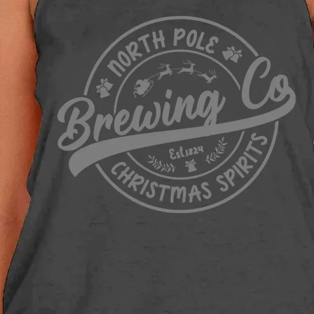 North Pole Brewing Co Christmas Santa North Pole Matching Women's Knotted Racerback Tank