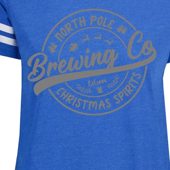 North Pole Brewing Co Christmas Santa North Pole Matching Enza Ladies Jersey Football T-Shirt