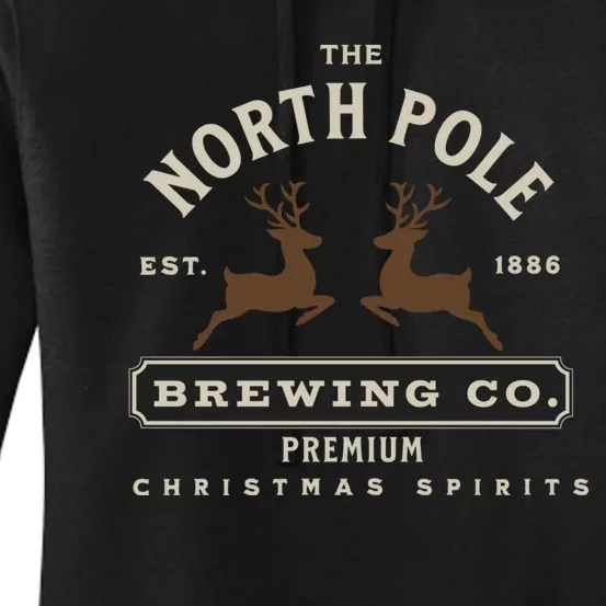 North Pole Brewing Co Christmas Santa North Pole Matching Women's Pullover Hoodie