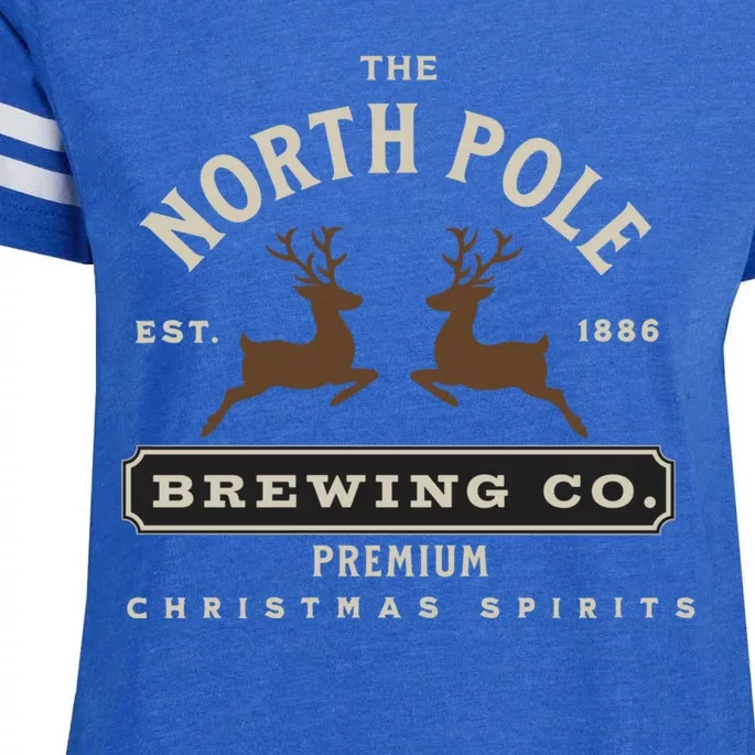 North Pole Brewing Co Christmas Santa North Pole Matching Enza Ladies Jersey Football T-Shirt