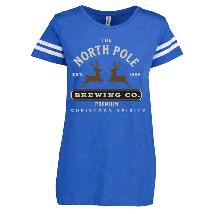 North Pole Brewing Co Christmas Santa North Pole Matching Enza Ladies Jersey Football T-Shirt