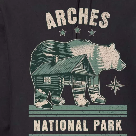 National Park Bear Cabin Vacation Souvenir Premium Hoodie