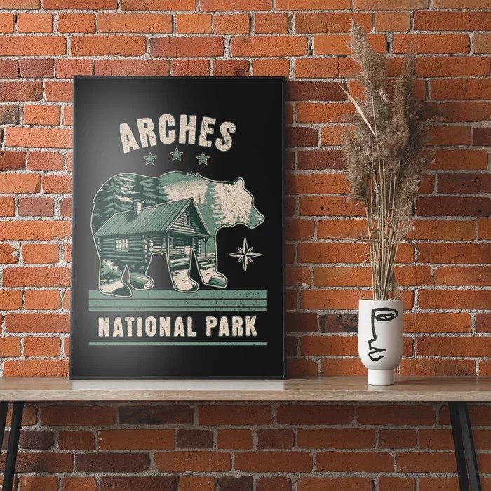 National Park Bear Cabin Vacation Souvenir Poster