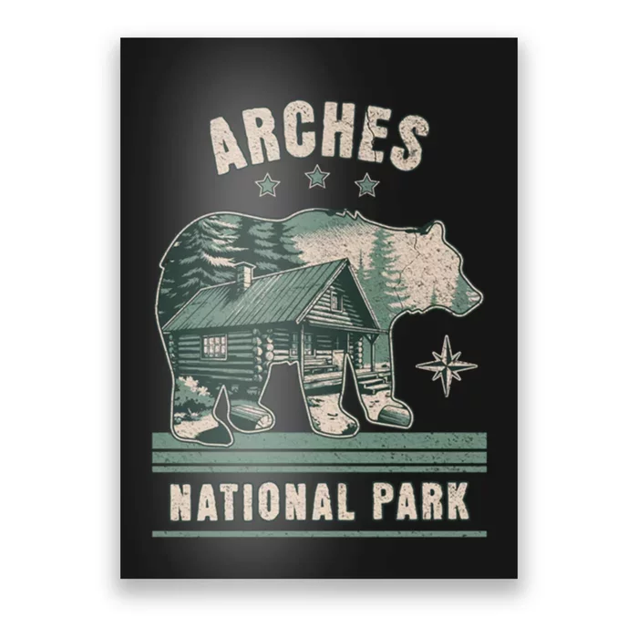 National Park Bear Cabin Vacation Souvenir Poster