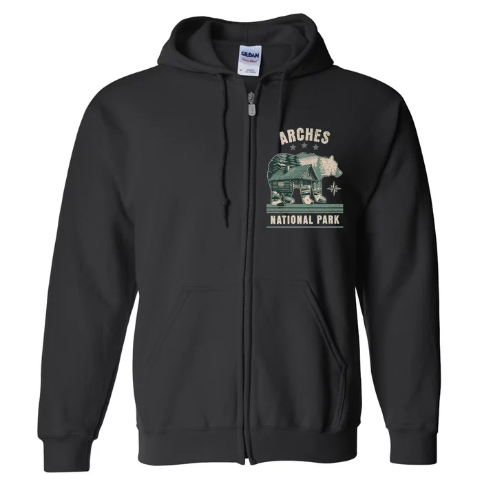 National Park Bear Cabin Vacation Souvenir Full Zip Hoodie