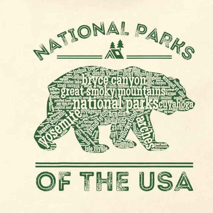 National Parks Bear Hiking Travel Camping Outdoors Retro Usa Zip Tote Bag