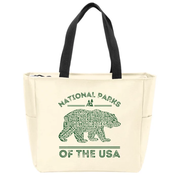 National Parks Bear Hiking Travel Camping Outdoors Retro Usa Zip Tote Bag