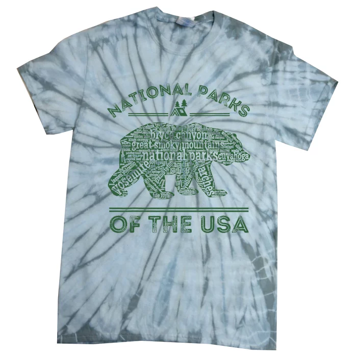 National Parks Bear Hiking Travel Camping Outdoors Retro Usa Tie-Dye T-Shirt