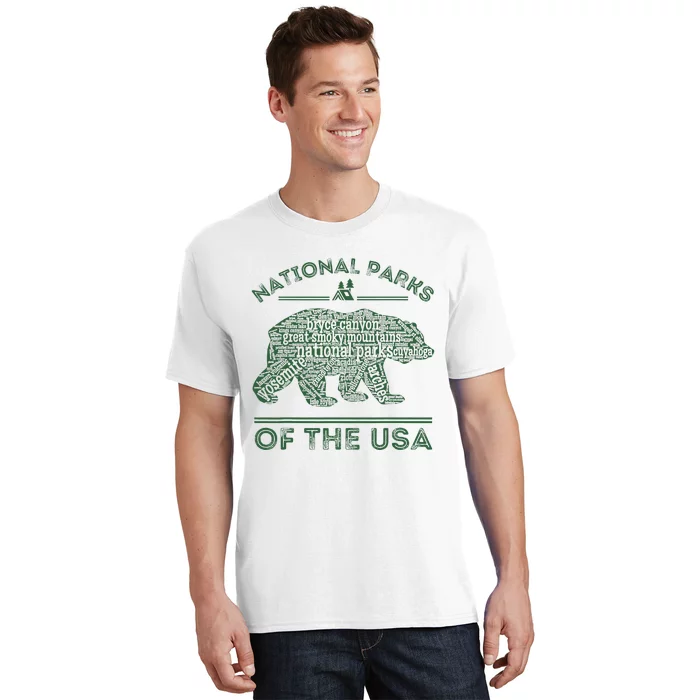 National Parks Bear Hiking Travel Camping Outdoors Retro Usa T-Shirt