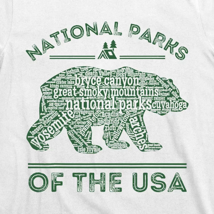 National Parks Bear Hiking Travel Camping Outdoors Retro Usa T-Shirt