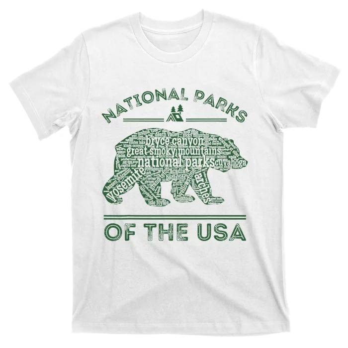 National Parks Bear Hiking Travel Camping Outdoors Retro Usa T-Shirt