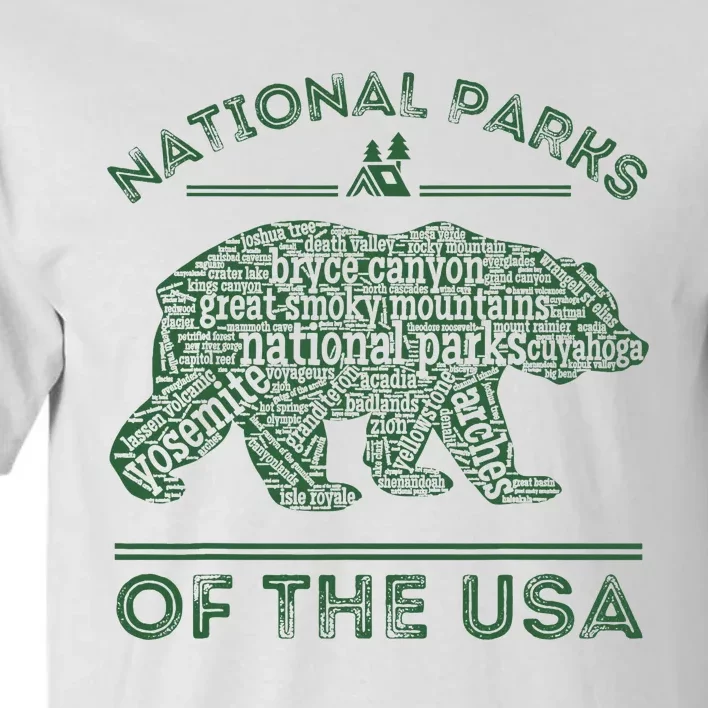 National Parks Bear Hiking Travel Camping Outdoors Retro Usa Tall T-Shirt