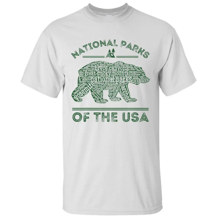 National Parks Bear Hiking Travel Camping Outdoors Retro Usa Tall T-Shirt