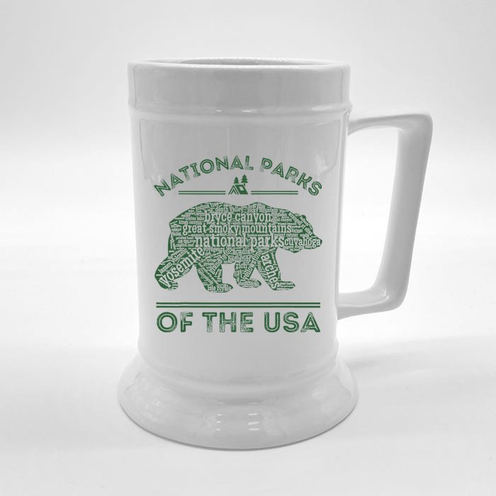 National Parks Bear Hiking Travel Camping Outdoors Retro Usa Front & Back Beer Stein