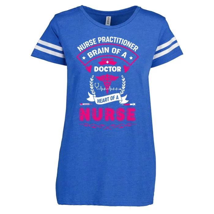 Nurse Practitioner Brain Of A Doctor Heart Of A Nurse Gift Enza Ladies Jersey Football T-Shirt