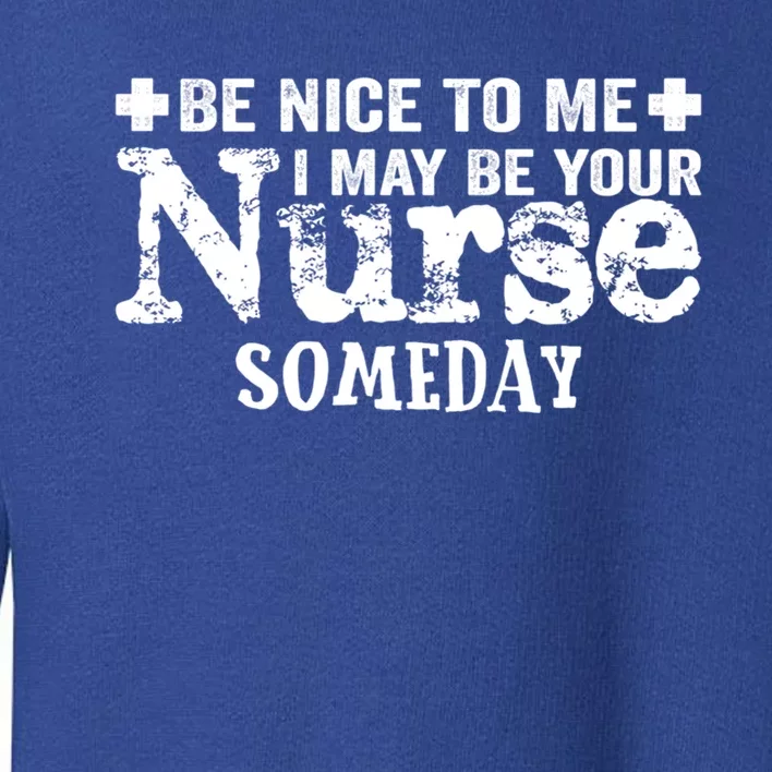 Nurse Present Be Nice To Me I May Be Your Nurse Someday Cute Gift Toddler Sweatshirt