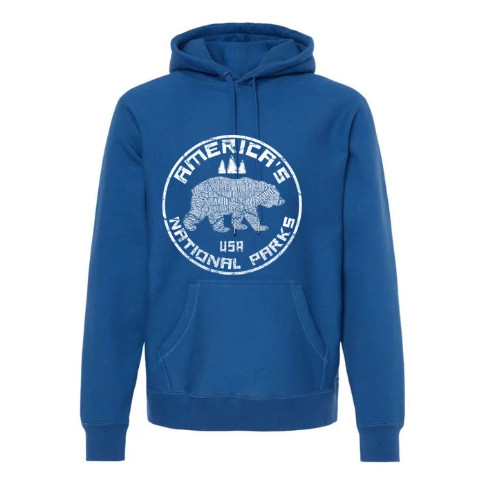 National Parks Bear Hiking Travel Camping Outdoors Retro Usa Gift Premium Hoodie