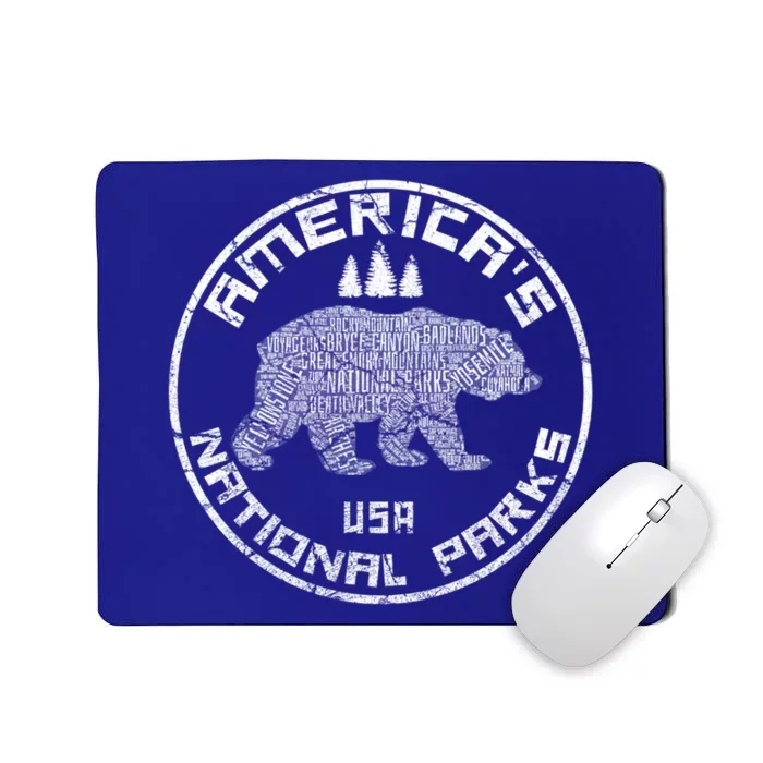 National Parks Bear Hiking Travel Camping Outdoors Retro Usa Gift Mousepad