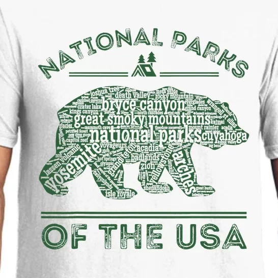 National Parks Bear Hiking Travel Camping Outdoors Retro Usa Pajama Set