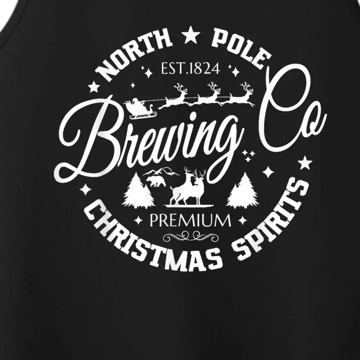 North Pole Brewing Co Christmas Spirits Funny Christmas Performance Tank