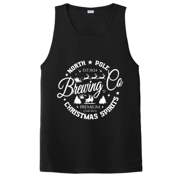 North Pole Brewing Co Christmas Spirits Funny Christmas Performance Tank