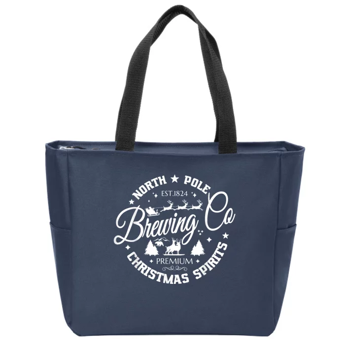 North Pole Brewing Co Christmas Spirits Funny Christmas Zip Tote Bag