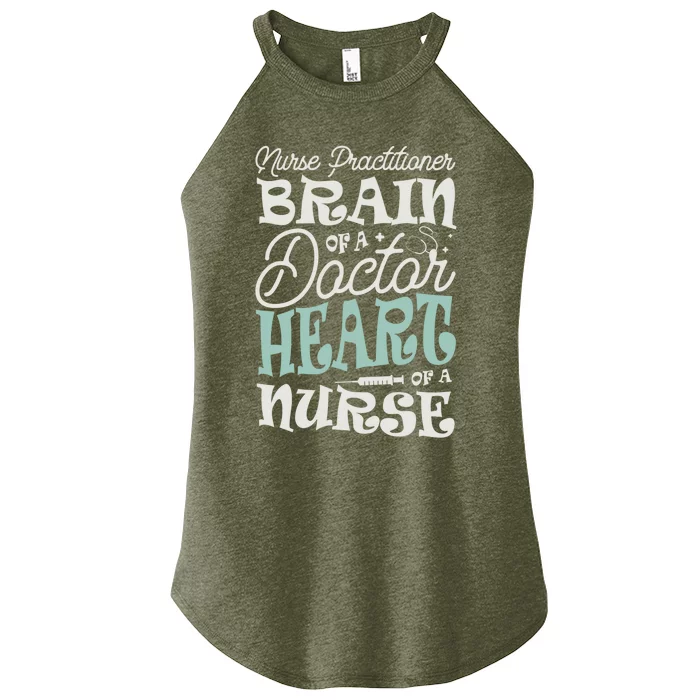 Nurse Practitioner Brain Of A Doctor Heart Of A Nurse Nurses Meaningful Gift Women’s Perfect Tri Rocker Tank