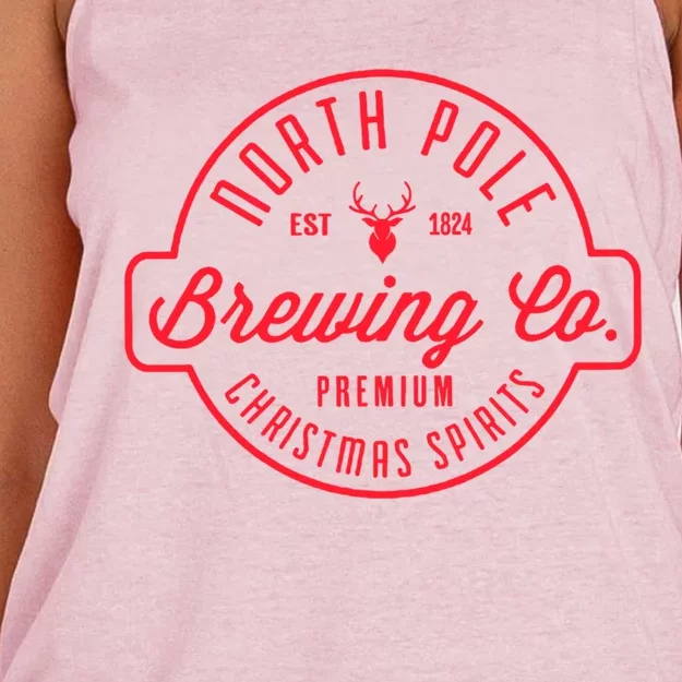 North Pole Brewing Company Hot Chocolate Christmas Spirits Great Gift Women's Knotted Racerback Tank